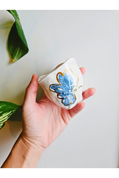 WEBBMODA Handmade Blue Flower Lonely Cup
