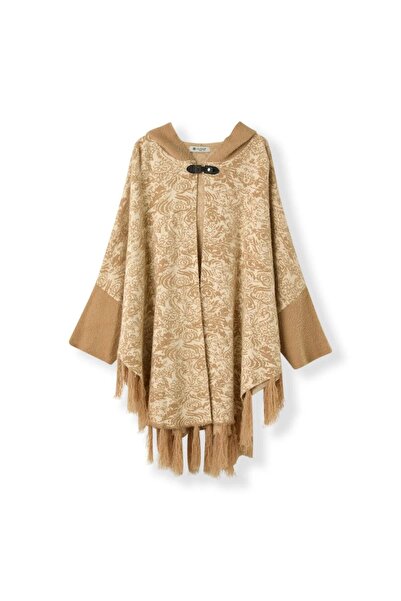 Uludağ Triko Women's Burgundy Hooded Towel Poncho