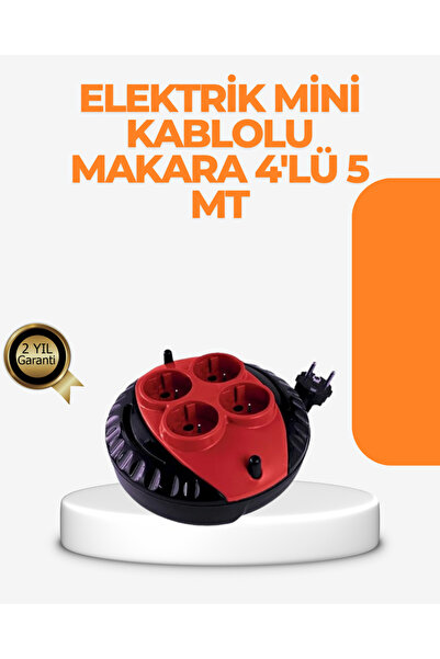 doremodam Red Color 5 Meter 4-Wire Cable Reel with Socket