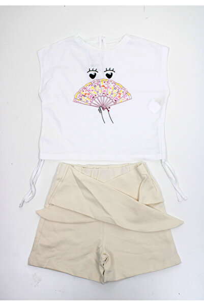 Çikoby طقم شورت قطني ممشط للفتيات CKB-30790