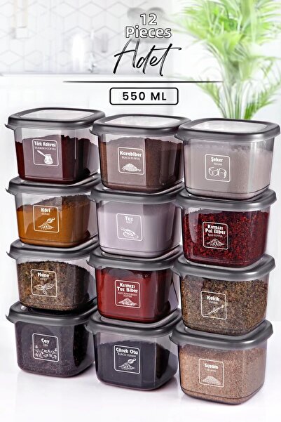 palermo home Square spice bowl, 12 pieces, with anthracite label - 550 ml - 1...