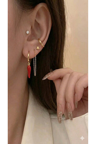 Aktemur Silver 925 Ayar Gümüş Biber Şans Küpe