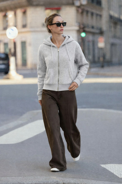 HAKKE Üç İplik Fermuarlı Kapüşonlu Kısa HIRKA