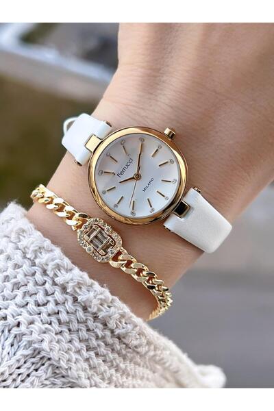 Ferrucci Leather Cord Mini Vintage Series 2 Years Warranty 3 Atm Resistant Women Wristwatch+Bracelet 645B