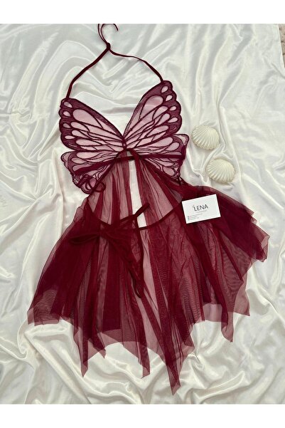 Lena Homewears Women's Butterfly Detailed Lace Nightgown