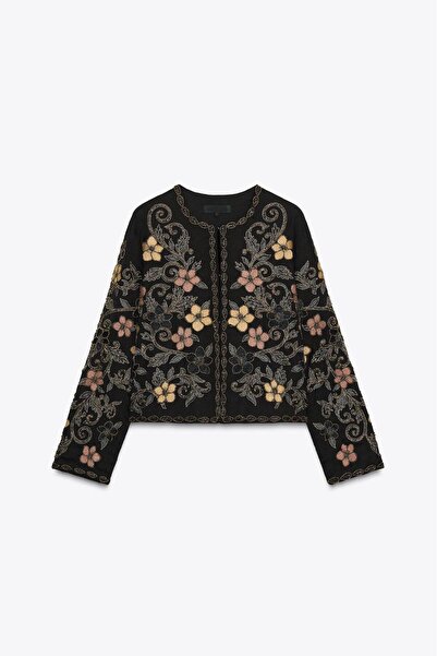 Lavanta Tekstil سترة بتصميم مطرز بالخرز على شكل زهرة