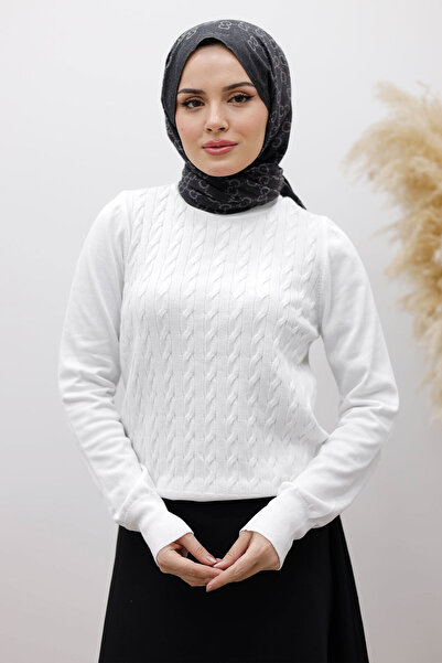 Tesettür Dünyası Crew Neck Blouse Tsd250261 White