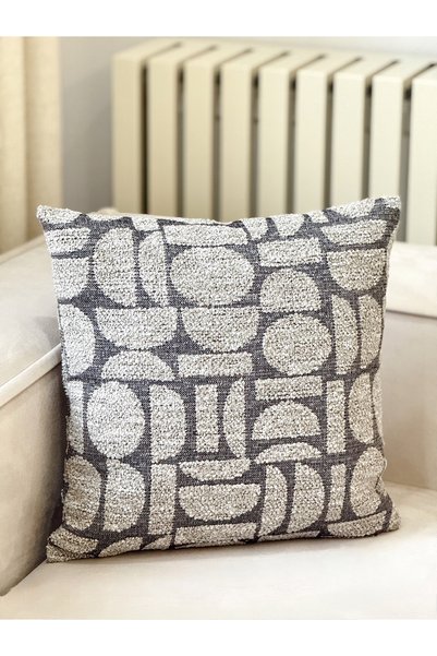 AYSA HOME DECOR Lunea Geometry Patterned Gray Single Throw Pillow Cover (45 X 45 cm)