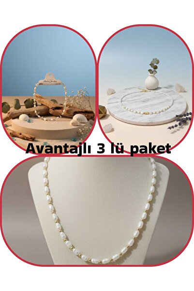trendhazan A Quality-Advantaged 3-Piece Pack of Natural+Acrylic Special Design Women's Necklace