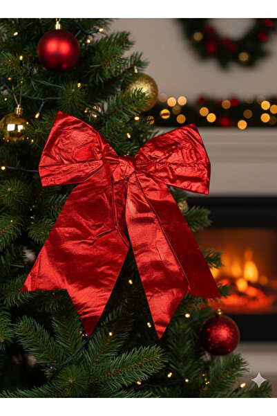 DODOMAR 30 cm – Arc de Crăciun din satin roșu strălucitor pentru decorarea co...