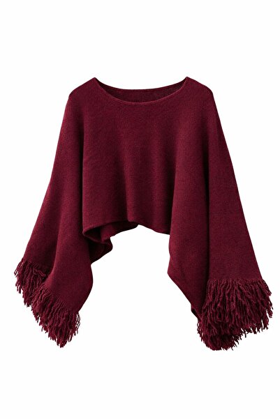 SHUR BOUTİQUE Püskül Detay Crop Triko Kazak