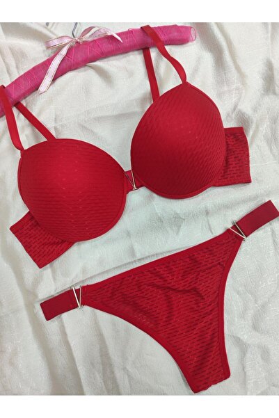 Love Angels Damla Pattern V Detailed Padded Underwear Set Dowry Underwear Set