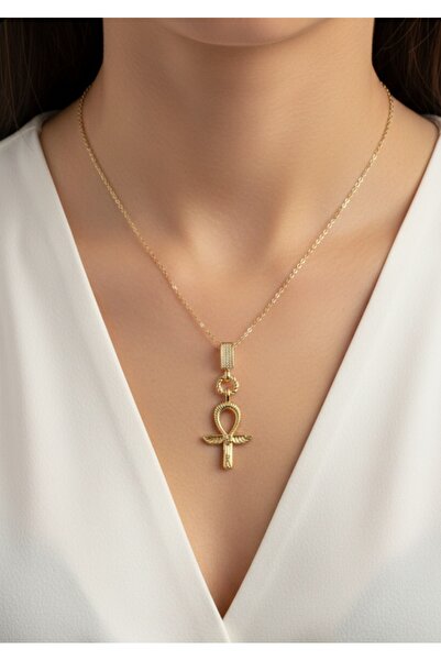 stainless steell Gold Color Zircon Stone 316L Steel Chain Women Motif Necklace