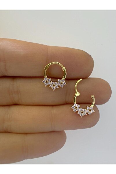 Arescollection 1 adet çelik pembe zirkon taşlı septum daith helix lobe uyumlu...