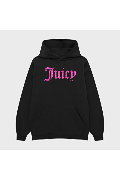 PURE EFFECT سويت شيرت بقلنسوة للجنسين من JUICY مطبوع 3 Thread Ş مبطن بالصوف