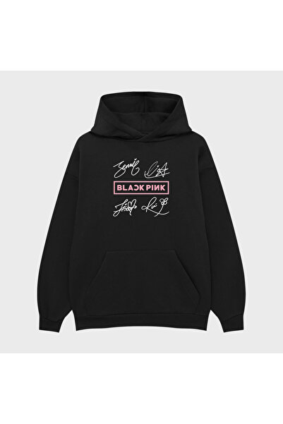 PURE EFFECT Hanorac unisex BLACK PNK SIGNATURE cu imprimeu 3 Thread Ş cu căptușeală din fleece