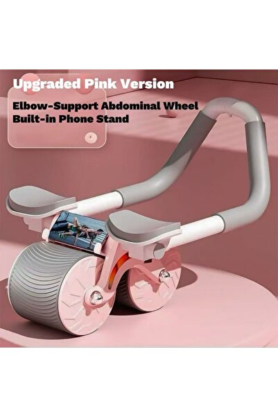 None Ab Roller Wheel with Elbow Support & Phone Holder Automatic Rebound Core Trainer