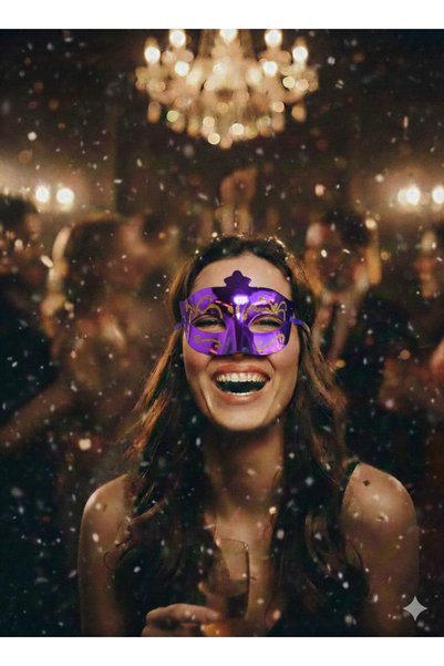DODOMAR Plastic Glittery Purple New Year Mask Eye Mask Celebration Party Accessory