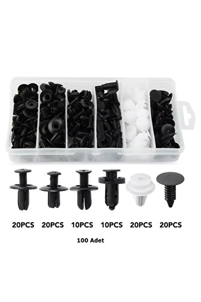 MericLine 100 Parça Universal Oto Tampon Trim Döşeme Plastik Raptiye Klips Seti