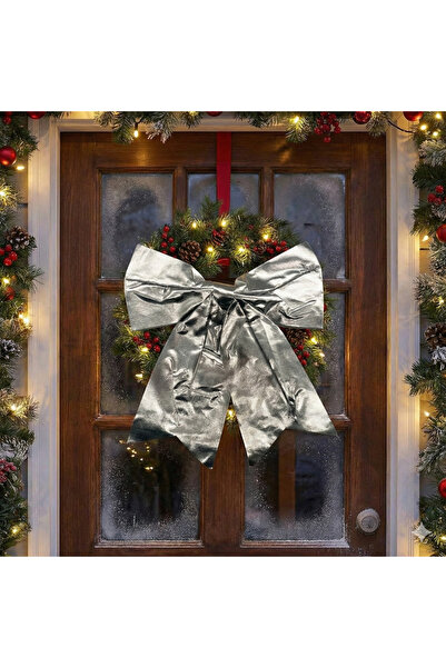 DODOMAR 30 cm – Arc de Crăciun din satin argintiu strălucitor Decor pentru co...
