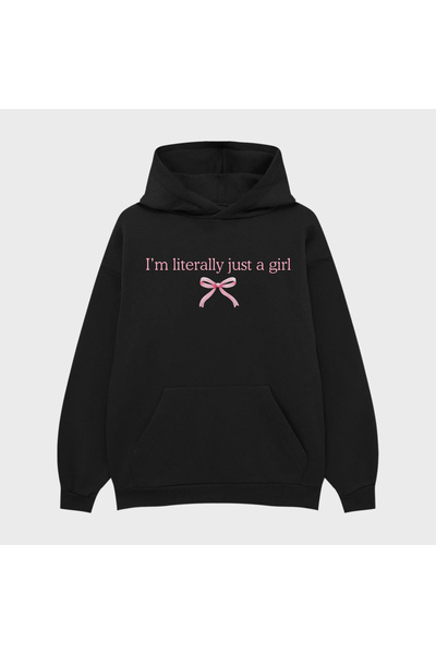 PURE EFFECT Hanorac unisex I'M LITERALLY JUST A GIRL cu imprimeu 3 Thread Ş c...