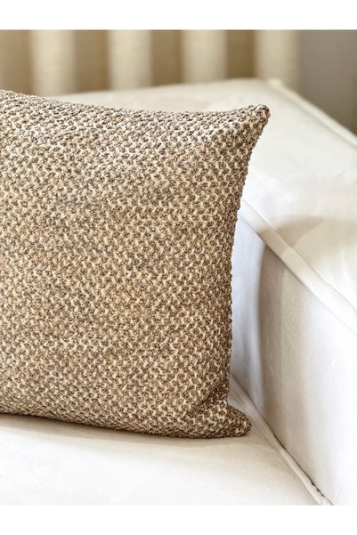 AYSA HOME DECOR Lunea Boucle Brown Single Throw Pillow Cover (45 X 45 cm)