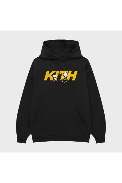 PURE EFFECT سويت شيرت بقلنسوة للجنسين من KITH SNOOPY مطبوع 3 Thread Ş مبطن با...