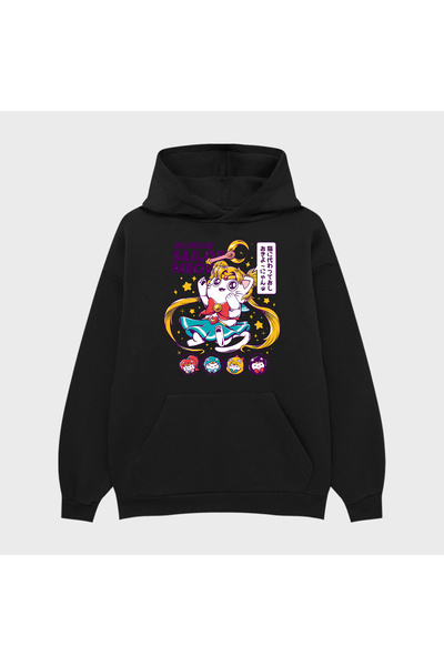 PURE EFFECT Hanorac unisex SAILOR MEOW cu imprimeu 3 Thread Ş cu căptușeală d...