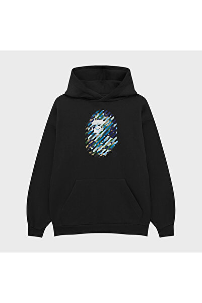 PURE EFFECT Hanorac unisex BAPE ILIZYON cu imprimeu 3 Thread Ş cu căptușeală din fleece