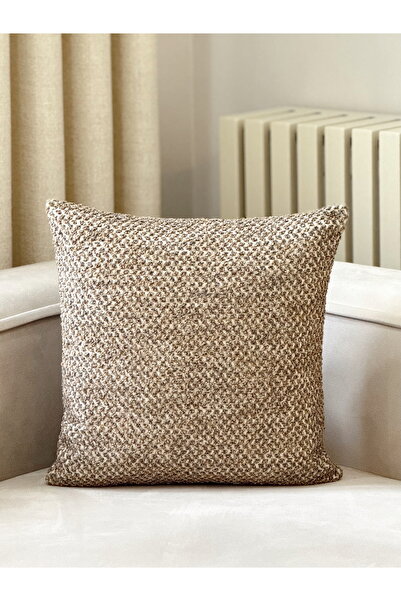 AYSA HOME DECOR Lunea Boucle Kahverengi Tekli Kırlent Kılıfı