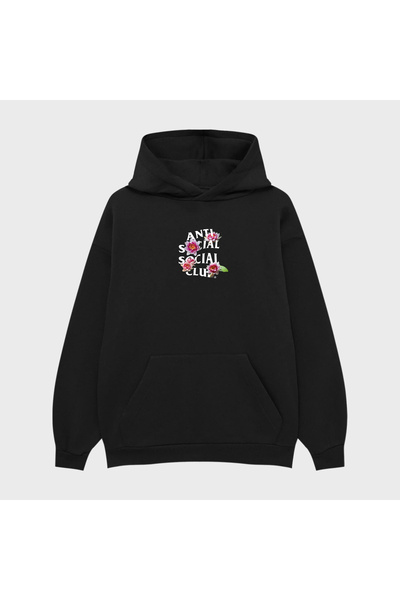 PURE EFFECT Hanorac unisex ANTI LOTUS SOCIAL cu imprimeu 3 Thread Ş cu căptuș...