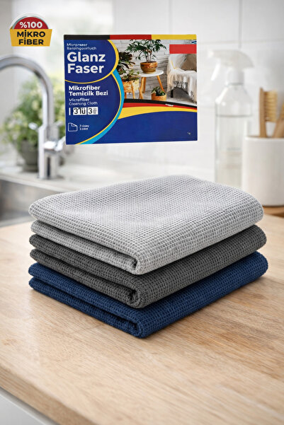 3’lü Premium Mikrofiber Temizlik Bezi – Alman Teknolojili, Yüksek Emici, İz Bırakmaz 40x60 cm