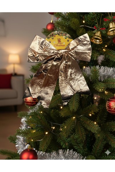 DODOMAR 30 cm – Christmas Bow Satin Shiny Rose Gold Tree Decor Decorative Bow