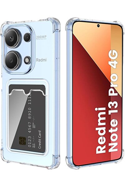 Caseji Xiaomi Note 13 Pro 4G Köşe Korumalı Kartlıklı Cüzdanlı Antişok Şeffaf ...