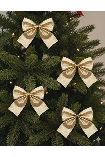 DODOMAR 10 cm – Set de 4 bucăți de decor pentru copac, cu fundă de Crăciun, s...