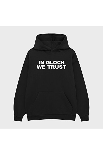 PURE EFFECT Hanorac unisex IN GLOCK WE TRUST cu imprimeu 3 Thread Ş cu căptușeală din fleece