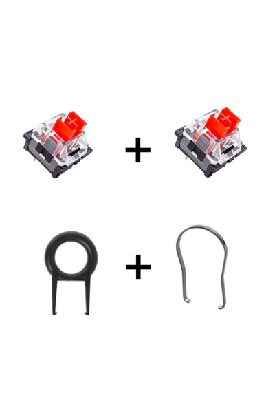 ATAsoft ELEKTRONİK Since 2021 Mekanik Klavye Tuş Kapağı Ve Switch Çıkarma Aparatı 2 Adet Kırmızı Yedek Switch