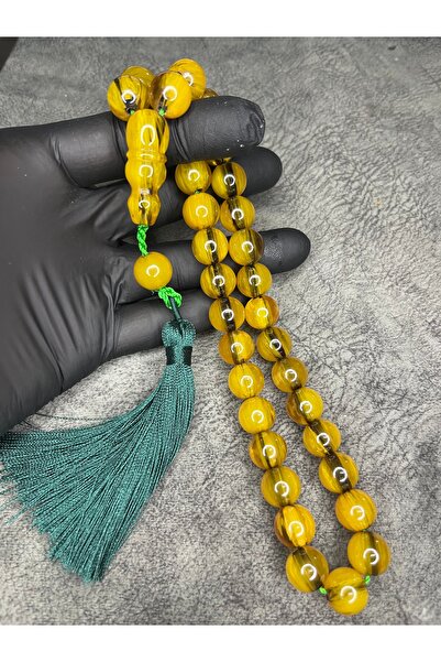 Mos Tespih سبحة كهرمانية كبيرة الحجم من نوع هارلي راقي مع شراشيب من الخيوط