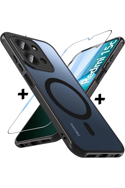 m.tk moveteck Xiaomi Redmi 15c Kılıf Mat Magsafe Şarj Özellikli Yumuşak Kenar...