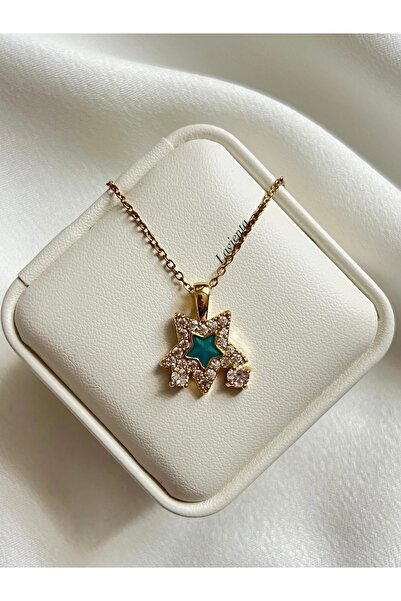 Lavienta قلادة نجمة ذهبية من الفولاذ