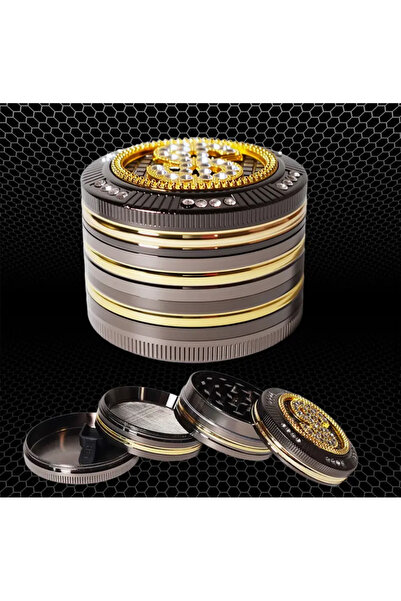 REKS Elmas Taşlı Gold Dolar Detaylı Premium 4 Katmanlı Metal Baharat Öğütücü ...