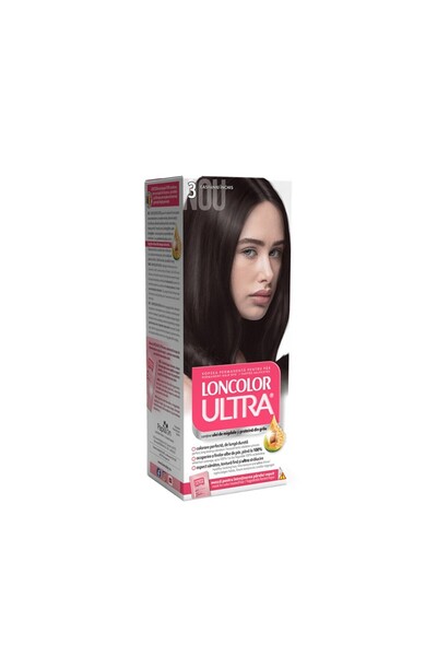 Loncolor Ultra Set 3 x Vopsea de Par Permanenta cu Amoniac 3 Castaniu Inchis,...