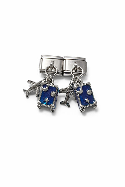 Lovecharm سوار إيطالي مميز بتصميم معلق مع شكل حقيبة سفر وطائرة