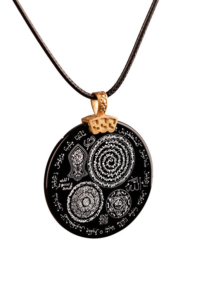 AYDESİA Black Multi-Colored Agate Stone Necklace, Healing and Balance with Spiritual Symbols