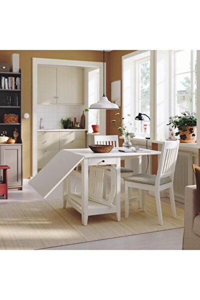 IKEA mutfak masası takımı, beyaz, 2 sandalyeli 48/104/159x85 cm