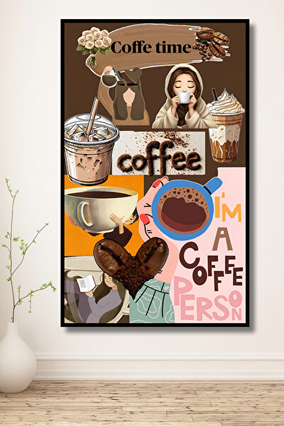 ERUMAR HOME Coffe Kahve Temalı Çerçeve Görünümlü Dekoratif Duvar Tablosu Cafe...