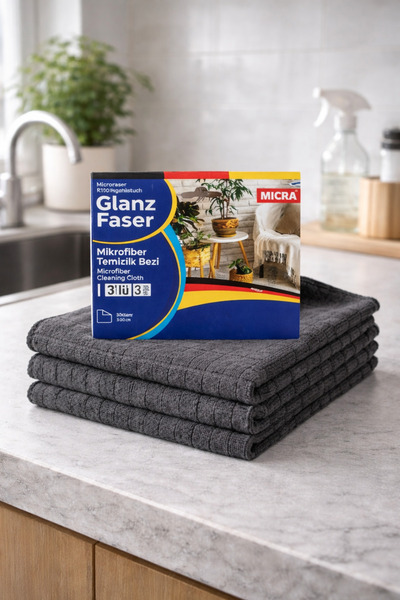 SYN AKSESUAR 3 Adet Gri Mikrofiber Temizlik Bezi – Yüksek Emici, Mutfak Bezi ...