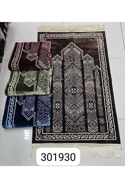 FABRIC سجادة بنية بنقوش هندسية تراثية رائعة، ملمس مخملي بمقاس $70 \times 110$...