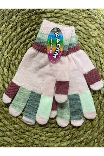 Kadim Boys and Girls' Acrylic Gloves- Waiter Boy Striped Colorful Finger Desi...