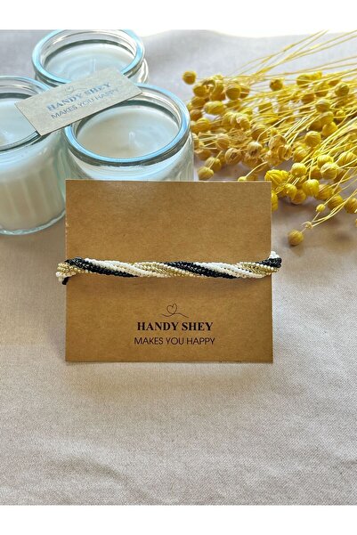 hand shey Burgu Dansı - Miyuki Boncuk Bileklik | El Yapımı | Ayarlanabilir-Siyah